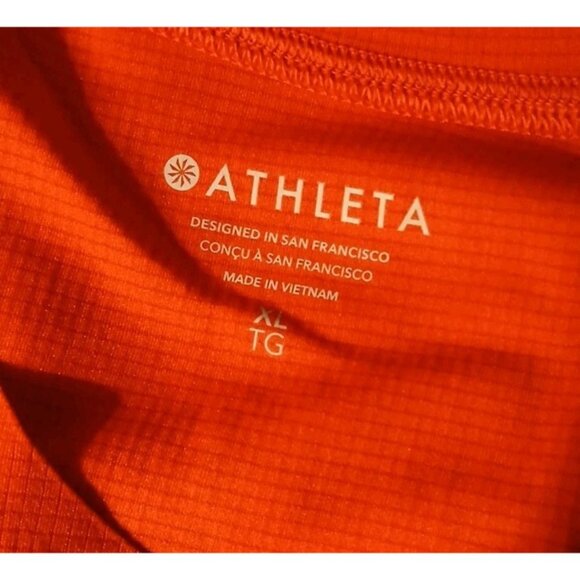 Athleta Grid Knit Tank Top Size XL Red Gym Pickleball Breathable Side Slit - Picture 6 of 10